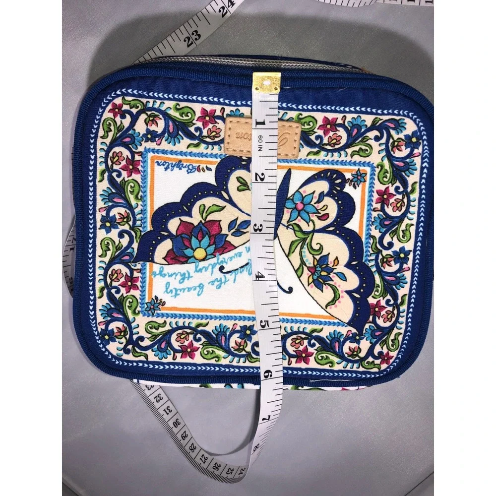 Brighton Butterfly Floral Canvas Travel Jewelry Organizer Case Blue Multi Color